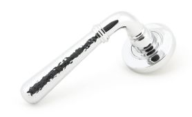 46073 From The Anvil Polished Chrome Hammered Newbury Lever on Rose Set (Plain)