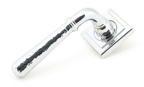 Click Here To Enlarge This Photo Of 50044 From The Anvil Polished Chrome Hammered Newbury Lever on Rose Set (Square) - Unsprung