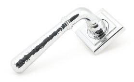 50044 From The Anvil Polished Chrome Hammered Newbury Lever on Rose Set (Square) - Unsprung