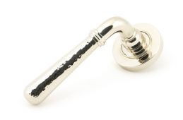 46077 From The Anvil Polished Nickel Hammered Newbury Lever on Rose Set (Plain)