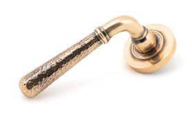 46085 From The Anvil Polished Bronze Hammered Newbury Lever on Rose Set (Plain)