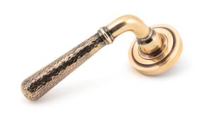 46086 From The Anvil Polished Bronze Hammered Newbury Lever on Rose Set (Art Deco)