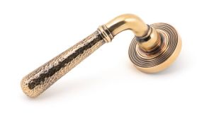 50055 From The Anvil Polished Bronze Hammered Newbury Lever on Rose Set (Beehive) - Unsprung
