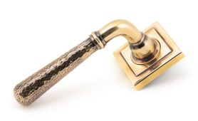 50056 From The Anvil Polished Bronze Hammered Newbury Lever on Rose Set (Square) - Unsprung
