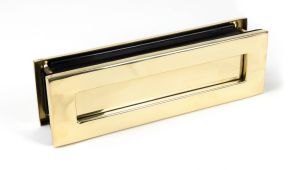 46549 From The Anvil Polished Brass Traditional Letterbox - Size: 315x92mm - C/C: 283mm - Aperture: 249x41mm