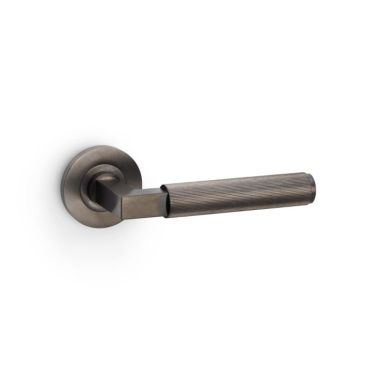 Click Here To Enlarge This Photo Of AW202DBZPVD - Alexander & Wilks Hurricane Lever Reeded on 50x6mm Rose - Dark Bronze PVD