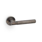 AW220DBZPVD - Alexander & Wilks Spitfire Lever Knurled on 50x6mm Rose - Dark Bronze PVD