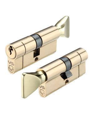 Click Here To Enlarge This Photo Of V5EP100CTPBE - Zoo Hardware Vier V5 Euro Profile Cylinder & Turn 100mm (50/50T) Polished Brass