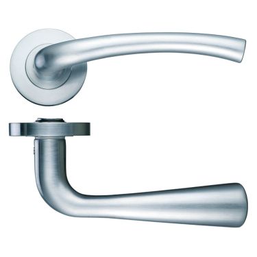 Click Here To Enlarge This Photo Of ZPZ010SN - Zoo Hardware Stanza 'Assisi' Lever Handles on Round Screw on Rose - Satin Nickel (Designer Range)