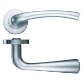 ZPZ010SN - Zoo Hardware Stanza 'Assisi' Lever Handles on Round Screw on Rose - Satin Nickel (Designer Range)