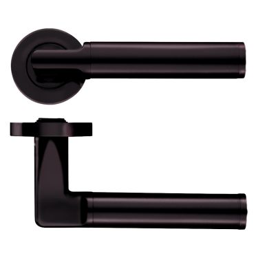 Click Here To Enlarge This Photo Of ZPZ030-ETB - Zoo Hardware Stanza 'Milan' Lever Handles on Round Screw on Rose - Etna Bronze (Designer Range)