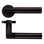 ZPZ030-ETB - Zoo Hardware Stanza 'Milan' Lever Handles on Round Screw on Rose - Etna Bronze (Designer Range)