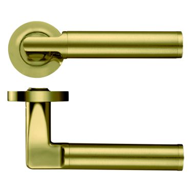 Click Here To Enlarge This Photo Of ZPZ030-FSB - Zoo Hardware Stanza 'Milan' Lever Handles on Round Screw on Rose - Favo Satin Brass (Designer Range)