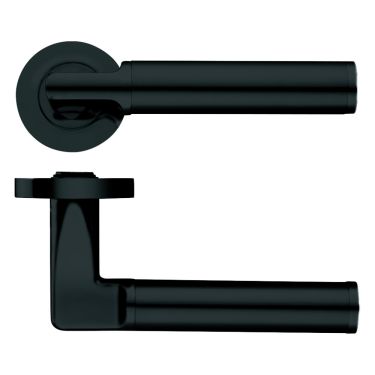 Click Here To Enlarge This Photo Of ZPZ030-OMB - Zoo Hardware Stanza 'Milan' Lever Handles on Round Screw on Rose - Oscuro Matt Black (Designer Range)