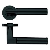 ZPZ030-OMB - Zoo Hardware Stanza 'Milan' Lever Handles on Round Screw on Rose - Oscuro Matt Black (Designer Range)