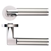 ZPZ030PNSS - Zoo Hardware Stanza 'Milan' Lever Handles on Round Screw on Rose (Dual Finish) Polished Nickel/Satin Stainless (Designer Range)