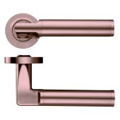 ZPZ030-TRG - Zoo Hardware Stanza 'Milan' Lever Handles on Round Screw on Rose - Tuscan Rose Gold (Designer Range)