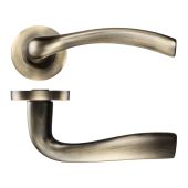 ZPZ050FB - Zoo Hardware Stanza 'Siena' Lever Handles on Round Screw on Rose - Florentine Bronze (Designer Range)
