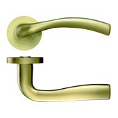 ZPZ050-FSB - Zoo Hardware Stanza 'Siena' Lever Handles on Round Screw on Rose - Favo Satin Brass (Designer Range)
