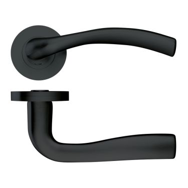 Click Here To Enlarge This Photo Of ZPZ050-OMB - Zoo Hardware Stanza 'Siena' Lever Handles on Round Screw on Rose - Oscuro Matt Black (Designer Range)