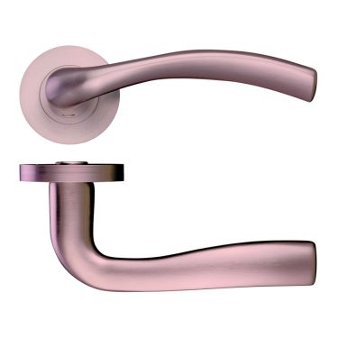 Click Here To Enlarge This Photo Of ZPZ050-TRG - Zoo Hardware Stanza 'Siena' Lever Handles on Round Screw on Rose - Tuscan Rose Gold (Designer Range)