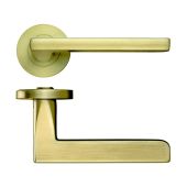 ZPZ070-FSB - Zoo Hardware Stanza 'Venice' Lever Handles on Round Screw on Rose - Favo Satin Brass (Designer Range)