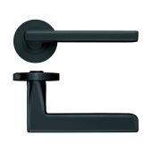 ZPZ070-OMB - Zoo Hardware Stanza 'Venice' Lever Handles on Round Screw on Rose - Oscuro Matt Black (Designer Range)