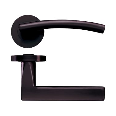 Click Here To Enlarge This Photo Of ZPZ080-ETB - Zoo Hardware Stanza 'Amalfi' Lever Handles on Round Screw on Rose - Etna Bronze (Designer Range)