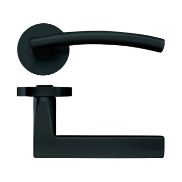 Click Here To Enlarge This Photo Of ZPZ080-OMB - Zoo Hardware Stanza 'Amalfi' Lever Handles on Round Screw on Rose - Oscuro Matt Black (Designer Range)