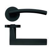 ZPZ080-OMB - Zoo Hardware Stanza 'Amalfi' Lever Handles on Round Screw on Rose - Oscuro Matt Black (Designer Range)