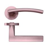ZPZ080-TRG - Zoo Hardware Stanza 'Amalfi' Lever Handles on Round Screw on Rose - Tuscan Rose Gold (Designer Range)