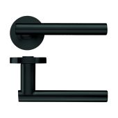 ZPZ090-OMB - Zoo Hardware Stanza 'Lucca' Lever Handles on Round Screw on Rose - Oscuro Matt Black (Designer Range)
