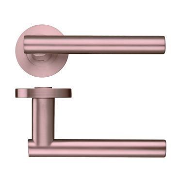 Click Here To Enlarge This Photo Of ZPZ090-TRG - Zoo Hardware Stanza 'Lucca' Lever Handles on Round Screw on Rose - Tuscan Rose Gold (Designer Range)