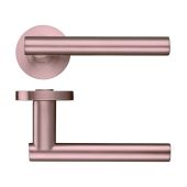 ZPZ090-TRG - Zoo Hardware Stanza 'Lucca' Lever Handles on Round Screw on Rose - Tuscan Rose Gold (Designer Range)