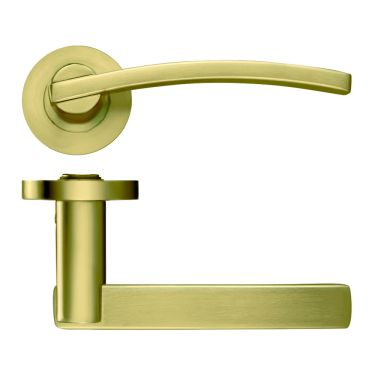 Click Here To Enlarge This Photo Of ZPZ100-FSB - Zoo Hardware Stanza 'Adria' Lever Handles on Round Screw on Rose - Favo Satin Brass (Designer Range)