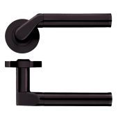ZPZ120-ETB - Zoo Hardware Stanza 'Venus' Lever Handles on Round Screw on Rose - Etna Bronze (Designer Range)