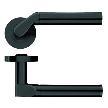 Click Here To Enlarge This Photo Of ZPZ120-OMB - Zoo Hardware Stanza 'Venus' Lever Handles on Round Screw on Rose - Oscuro Matt Black (Designer Range)