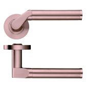 ZPZ120-TRG - Zoo Hardware Stanza 'Venus' Lever Handles on Round Screw on Rose - Tuscan Rose Gold (Designer Range)