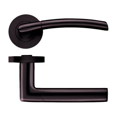 Click Here To Enlarge This Photo Of ZPZ140-ETB - Zoo Hardware Stanza 'Olympus' Lever Handles on Round Screw on Rose - Etna Bronze (Designer Range)