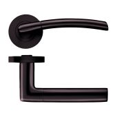 ZPZ140-ETB - Zoo Hardware Stanza 'Olympus' Lever Handles on Round Screw on Rose - Etna Bronze (Designer Range)