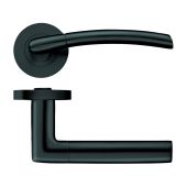 ZPZ140-OMB - Zoo Hardware Stanza 'Olympus' Lever Handles on Round Screw on Rose - Oscuro Matt Black (Designer Range)
