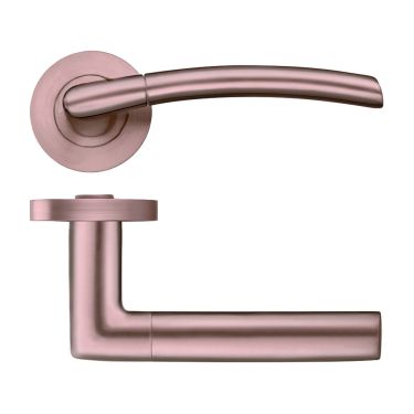 Click Here To Enlarge This Photo Of ZPZ140-TRG - Zoo Hardware Stanza 'Olympus' Lever Handles on Round Screw on Rose - Tuscan Rose Gold (Designer Range)
