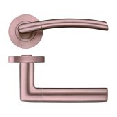 ZPZ140-TRG - Zoo Hardware Stanza 'Olympus' Lever Handles on Round Screw on Rose - Tuscan Rose Gold (Designer Range)