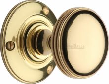 RHM988-PB Heritage Brass Mortice Knob on Rose Richmond Design Polished Brass Finish