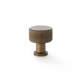 AW807K-29-AB - Alexander & Wilks  Lucia Knurled Cupboard Knob - Antique Brass - 29mm