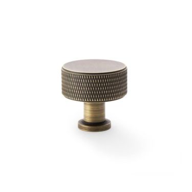 Click Here To Enlarge This Photo Of AW807K-35-AB - Alexander & Wilks  Lucia Knurled Cupboard Knob - Antique Brass - 35mm