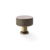 AW807K-35-AB - Alexander & Wilks  Lucia Knurled Cupboard Knob - Antique Brass - 35mm