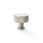 AW807K-35-SN - Alexander & Wilks  Lucia Knurled Cupboard Knob - Satin Nickel - 35mm