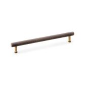 AW809-224-AB - Alexander & Wilks Crispin Knurled T-bar Cupboard Pull Handle - Antique Brass - 224mm Centres