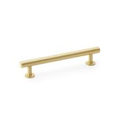 AW814-128-SB - Alexander & Wilks Round T-Bar Cabinet Pull Handle - Satin Brass - 128mm Centres